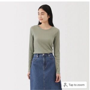 Muji Lyocell Blend Rib T-Shirt Japan M / US S